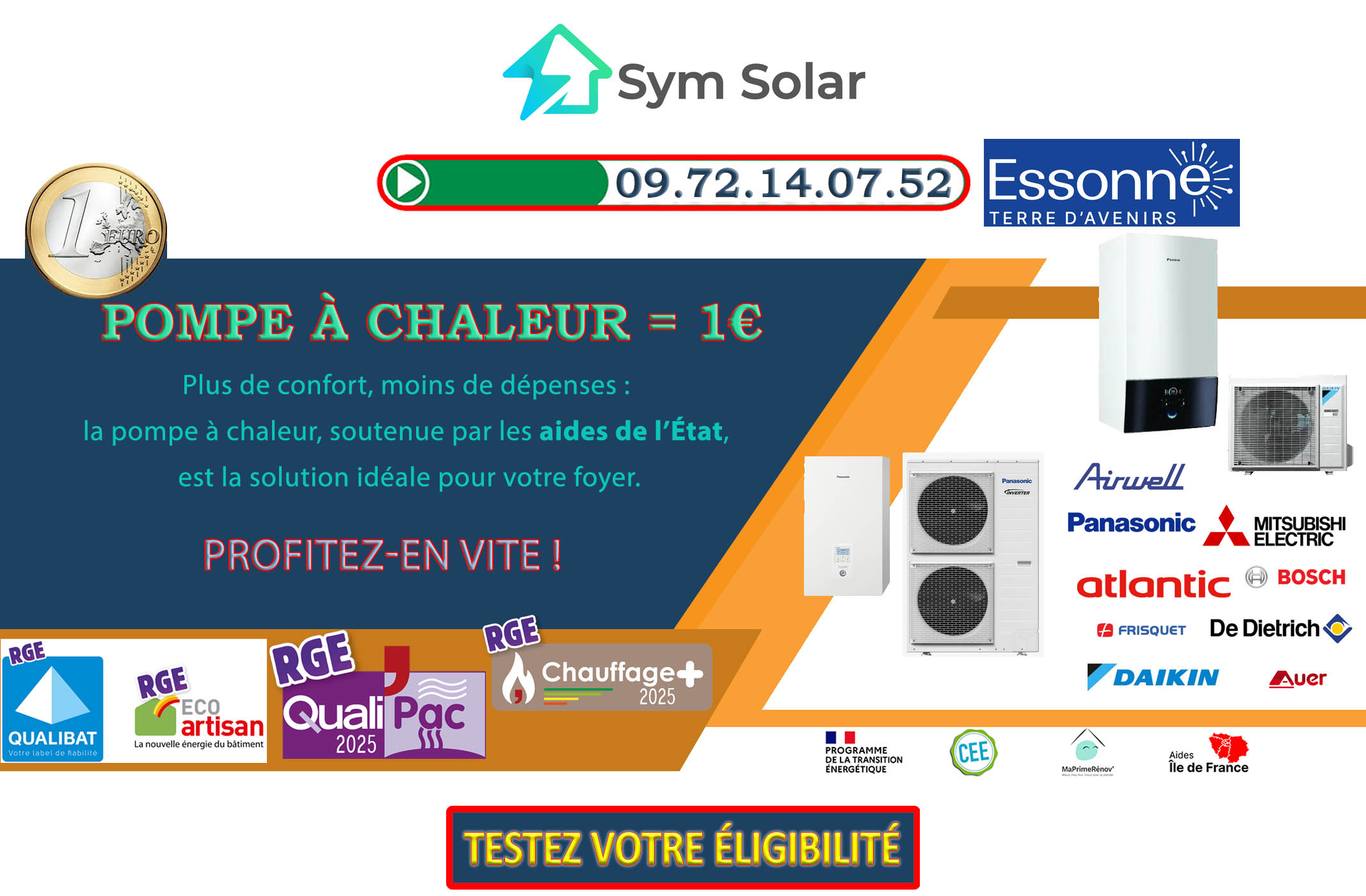 Pompe à chaleur 1 euro Courdimanche Sur Essonne 91720